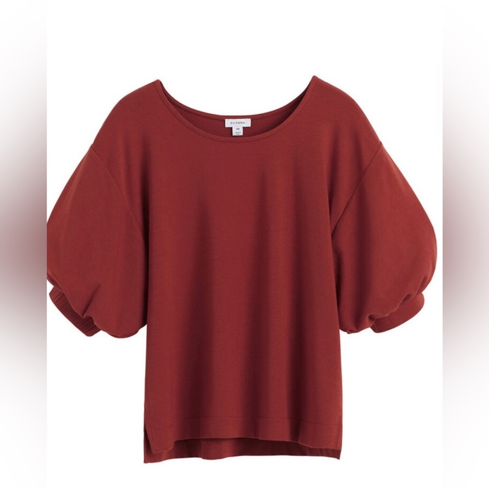 Cuyana Rust Short Sleeve Top